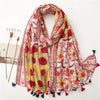 180 X 85cm  Women Cotton And Linen Scarf Retro Splicing Bohemian Printed Silk Shawl SL2008-005 Yellow