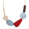 Colorful Resin Beads Statement Necklace Women Multicolor Wood Necklaces Pendants(Red)