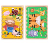 QBT01 Children Double-Sided Wooden Puzzle Bar Puzzle Toy(Farmer + Tiger)