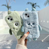 For iPhone 14 Cute Monster Plush TPU Phone Case(Blue Hair Monster)