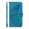 For Samsung Galaxy A26 5G Global Swallowtail Butterfly Embossed Leather Phone Case(Blue)