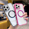 For iPhone 15 3 in 1 Airbag CD Texture MagSafe Phone Case(Rose Red)