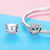S925 Sterling Silver Bracelet Beaded Cat With Diamond Meow Star Beads DIY Accessories