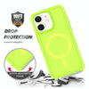For iPhone 12 Shockproof MagSafe Armor PC Hybrid TPU Phone Case(Fluorescent Green+Gray)