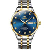 OLEVS 9946 Men Diamond Roman Scale Waterproof Quartz Watch(Blue + Gold)
