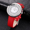 CAGARNY 6878 Water Resistant Fashion Women Quartz Wrist Watch with Leather Band(Red+Silver)