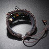 Simple Multi-Layer Beaded Leather Bracelet Personalized Musical Note Charm Bracelet(Brown)