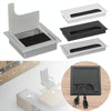 ABS Table Rectangle Wire Hole Cover Outlet Port With Brush PC Desk Cable Organizer, Size: 80x80mm Black