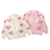 Girls Love Sweater Cardigan Autumn and Winter Knitted Sweater Jacket, Size:  90cm(Beige)