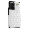 For Samsung Galaxy S20 FE 5G Rhombic Dual Buckle Card Slots Phone Case with Lanyard(White)