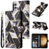 For Samsung Galaxy S25+ 5G Marble Bronzing Stitching Leather Phone Case(Black)