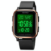 SKMEI 1858 Square Waterproof Digital Dual Display LED Luminous Watch(Rose Gold)