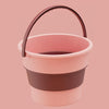 Large 17L Folding Thickened Portable Plastic Bucket Outdoor Fishing Barrel Car Travel Wash Barrel(Light Pink)
