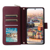 For Samsung Galaxy A24 Nine-card Slots Zipper Wallet Bag Leather Phone Case(Wine Red)