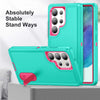 For Samsung Galaxy S25 Ultra 5G Rugged PC Hybrid Silicone Phone Case with Holder(Light Green+Rose Red)