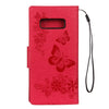 For Galaxy Note 8 Pressed Flowers Butterfly Pattern Horizontal Flip Leather Case with Holder & Card Slots & Wallet & Lanyard (Red)