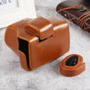 Oil Skin PU Leather Camera Full Body Case Bag with Strap for Olympus EM10 III(Brown)