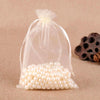 100 PCS Gift Bags Jewelry Organza Bag Wedding Birthday Party Drawable Pouches, Gift Bag Size:7X9cm(Creamy White)