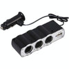 WF-0120 12V / 24V 3 Way Triple Sockets USB Car Cigarette Lighter Socket Splitter Charger(Black)