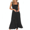 Women Elegant Slit Dress Commuting Sleeveless Knot Suspender Dress, Size: S(Black)