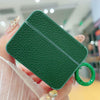 For AirPods Pro 2 Litchi Texture Leather Sticker Earphones Protective Case(Blackish Green)