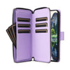 For Samsung Galaxy A15 Nine-card Slots Zipper Wallet Bag Leather Phone Case(Purple)