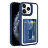 For iPhone 11 Pro Max Electroplated Card Bag Acrylic Hybrid TPU Phone Case(Blue)