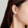 S925 Sterling Silver Water Drop Zircon Women Earrings(Green)