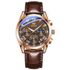 OLEVS 2871 Men Multifunctional Sports Chronograph Luminous Quartz Watch(Coffee + Rose Gold)