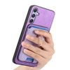 For Samsung Galaxy M34 / F34 5G Retro Cross Leather Ring Vertical Insert Card Bag MagSafe Phone Case(Purple)