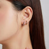 S925 Sterling Silver Geometric Simple Fashion Ear Studs Women Earrings, Color:Black Zircon Silver