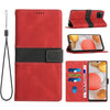 For Samsung Galaxy A42 / M42 5G Grid Stitching Leather Phone Case with Lanyard(Red)