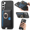 For Samsung Galaxy S23+ 5G Retro Cross Leather Ring Side Insert Card Bag MagSafe Phone Case(Black)