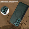For Samsung Galaxy S21 FE 5G LC.IMEEKE L5 Series Detachable RFID Card Bag Magsafe Phone Case(Green)