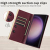 For Samsung Galaxy S20+ Crossbody Rhombic Sucker Leather Phone Case(Claret)