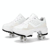 Deformable Four-wheel Retractable Double-row Dual-purpose Roller Skates, Size: 34(DF09 White)