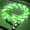 3 in 1 2.4A USB to 8 Pin + Micro USB + USB-C / Type-C 540 Degree Bendable Streamer Magnetic Data Cable, Cable Length: 1m (Green)