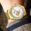 FNGEEN 8073 Men Automatic Mechanical Watch Diamond Hollow Fashion Watch(Full Gold Black Surface)