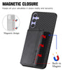 For Samsung Galaxy S25+ 5G Carbon Fiber Magnetic Card Wallet RFID Blocking Phone Case(Black)