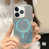 For iPhone 12 Pro Tinfoil Texture MagSafe PC Phone Case(Blue)
