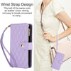 For Samsung Galaxy A56 5G YM016 Rhombic Zipper Card Wallet Leather Phone Case with Lanyard(Light Purple)