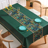 PVC Waterproof Oil-proof Embroidery Yarn Tablecloth, Size: 140x140cm(Folk Table Flag Green)