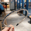 Gold Trim Crystal Hoops All-Match Hair Accessories Headband Non-Slip Crystal Headwear(1 Navy Blue)