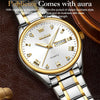 1pair OLEVS 5563 Couple Luminous Waterproof Quartz Watch(White + Gold)