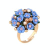 Fashion Ceramic Flower Ring for Women Adjustable Wedding Rings Jewelry(Blue)