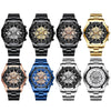 BINBOND S033 Hollowed Mechanical 30m Waterproof Luminous Quartz Watch, Color: White Steel-White