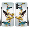 For Samsung Galaxy A13 5G Crystal Texture Colored Drawing Leather Phone Case(Gold Butterfly Feathers)