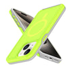 For iPhone 14 Shockproof MagSafe Armor PC Hybrid TPU Phone Case(Fluorescent Green+Gray)