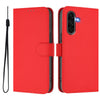 For Samsung Galaxy A56 5G Skin Feel Solid Color Leather Phone Case with Lanyard(Red)