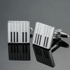 Brass Music Series Instrument Note Cufflinks, Color: Silver Piano Keyboard